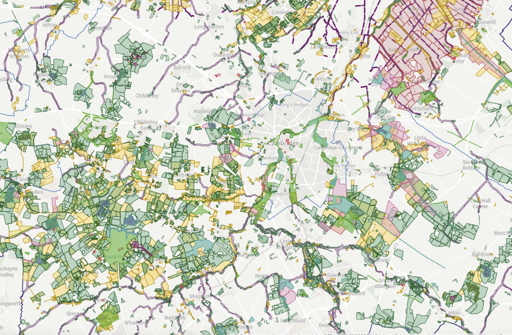 Map of Cambridge area with blocks